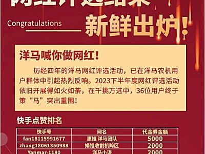 2023下半年网红评选结果公示