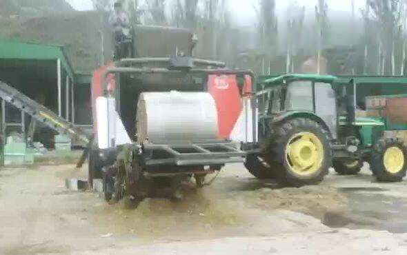 优牧达9YM-1.2型固定式圆捆包膜一体机,青贮包膜作业视频