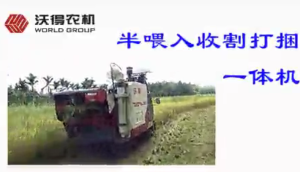 沃得农机半喂入收割打捆一体机-作业视频